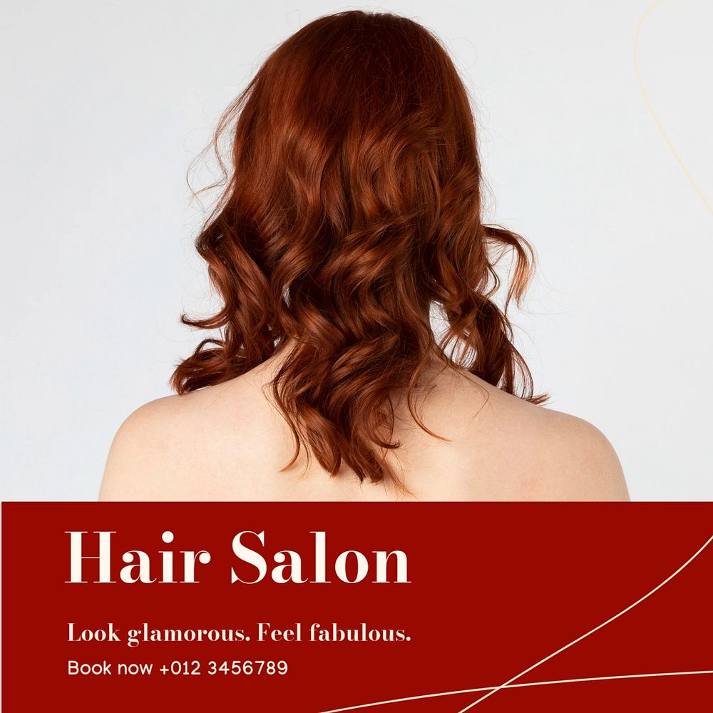 Hair salon Instagram post template, editable text