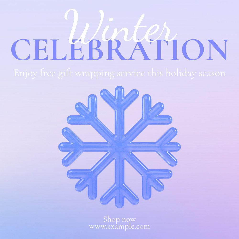 Winter celebration Facebook post template, editable design