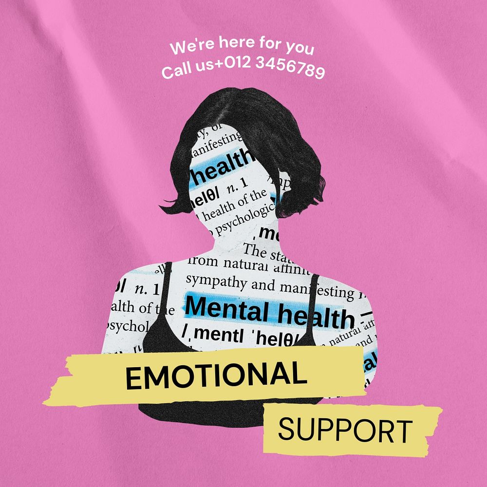 Emotional support Facebook post template, editable design