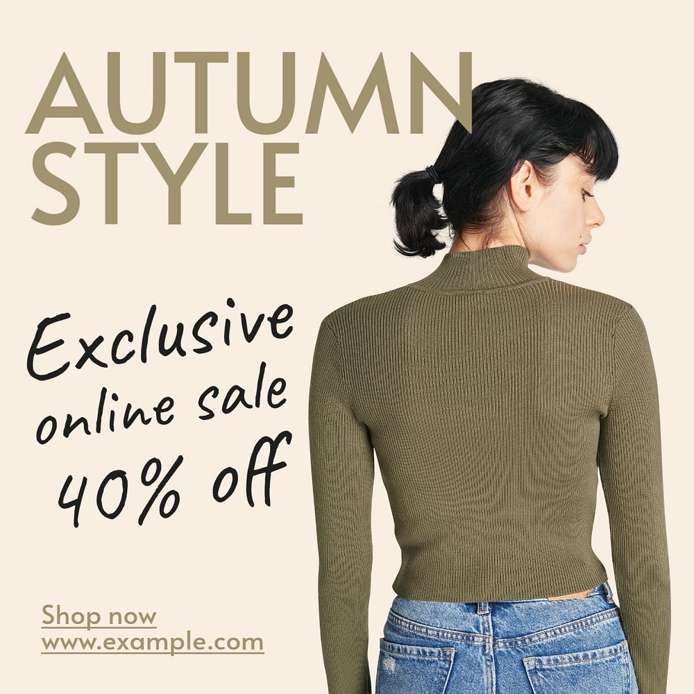 Autumn style Instagram post template, editable text