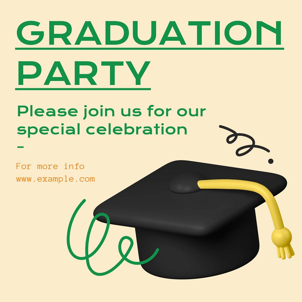 Graduation party Facebook post template, editable design