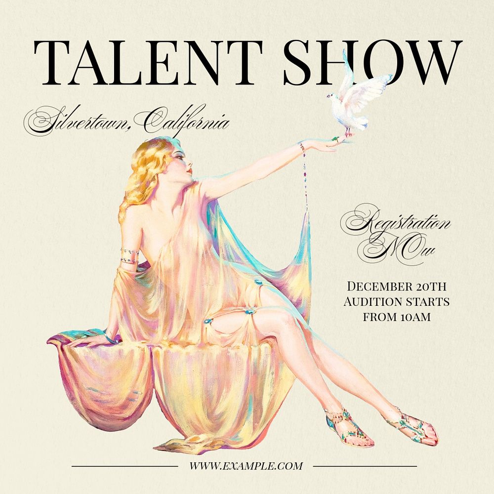 Talent show Facebook post template, editable design