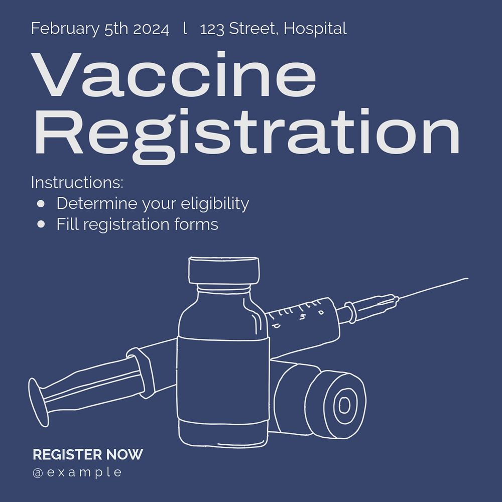 Vaccine registration Instagram post template, editable text