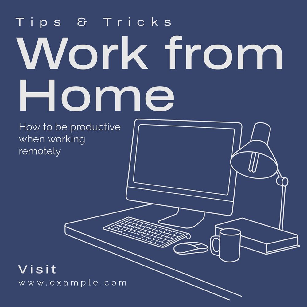 Work from home Instagram post template, editable text