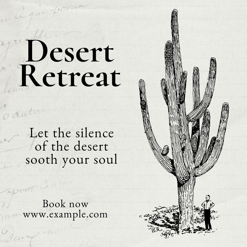 Desert retreat Instagram post template, editable text