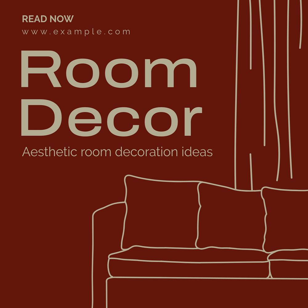 Room decor ideas Instagram post template, editable text