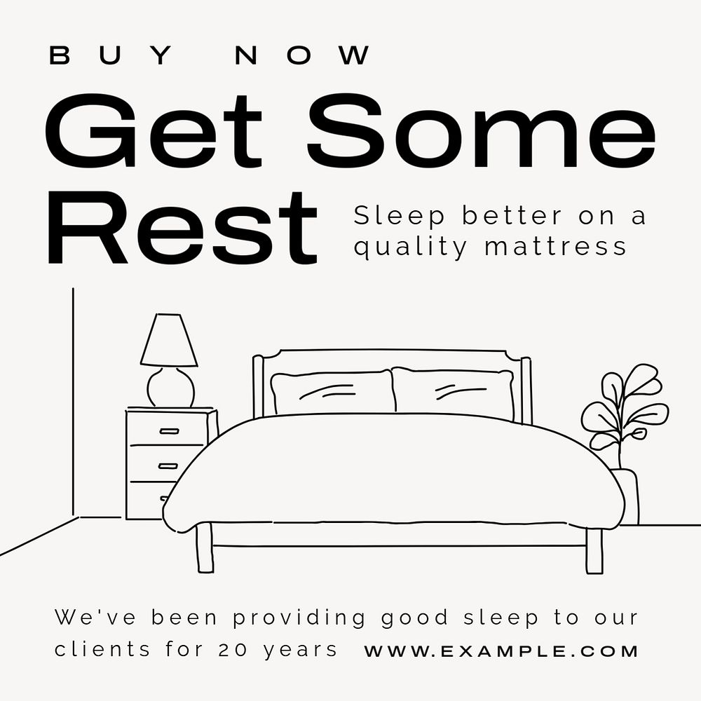 Mattress ad Instagram post template, editable text