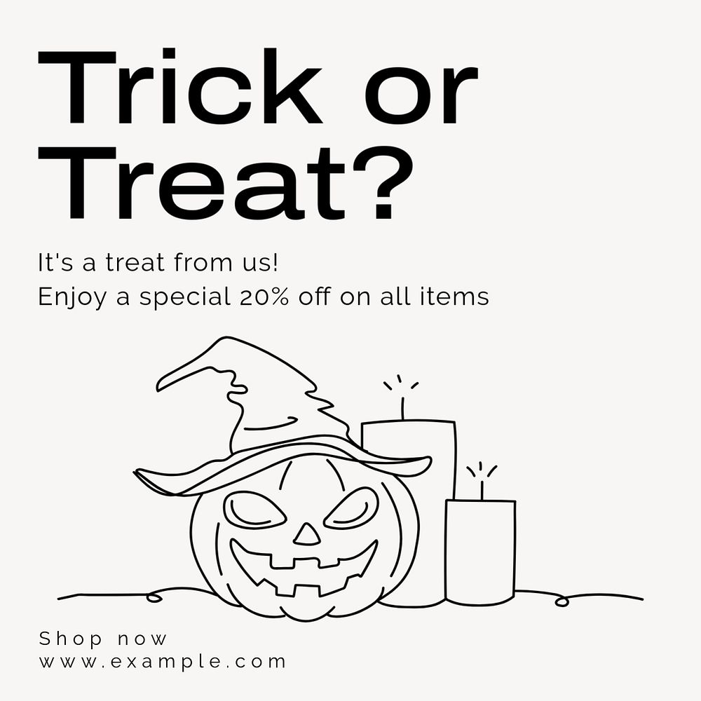 Trick or treat  Instagram post template, editable text