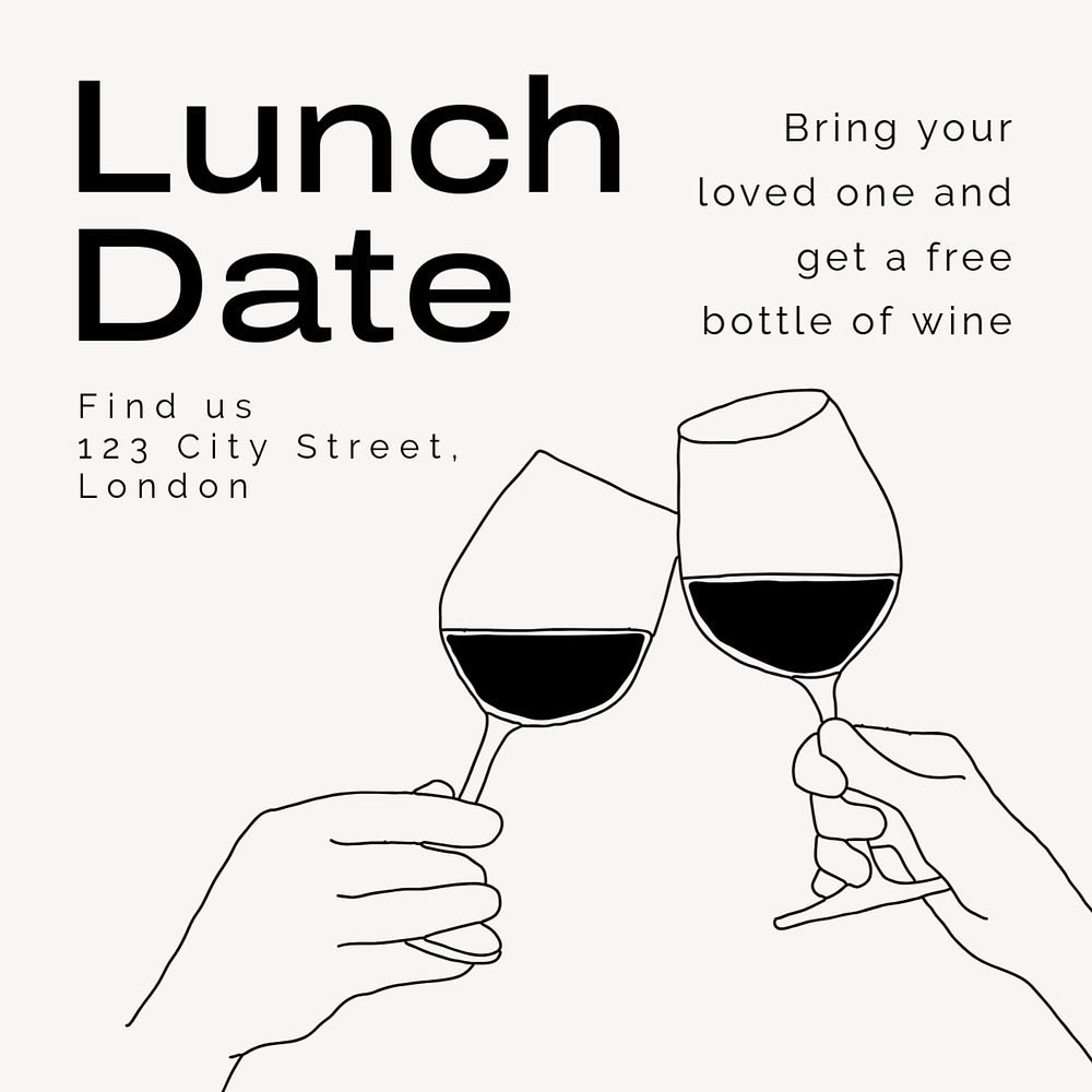 Lunch date  Instagram post template, editable text