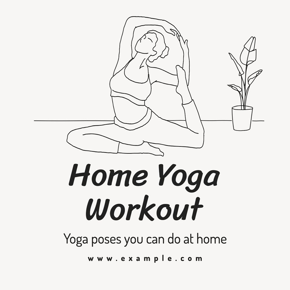 Home yoga workout Facebook post template