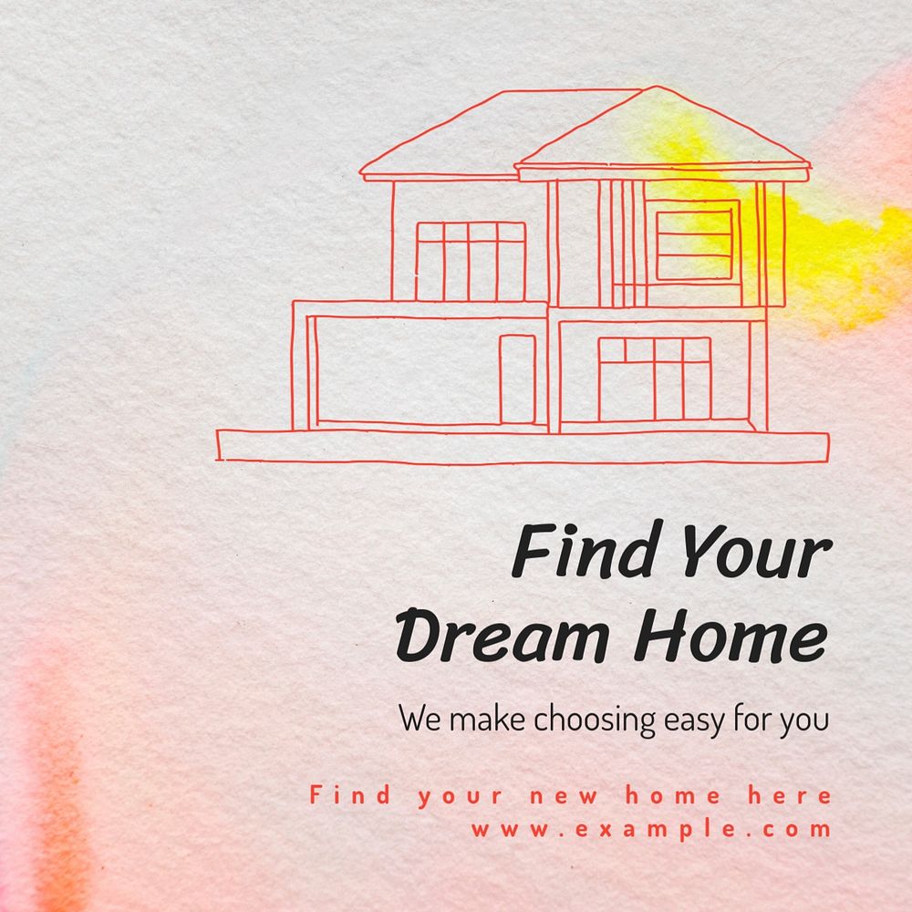 Dream home Instagram post template, editable text