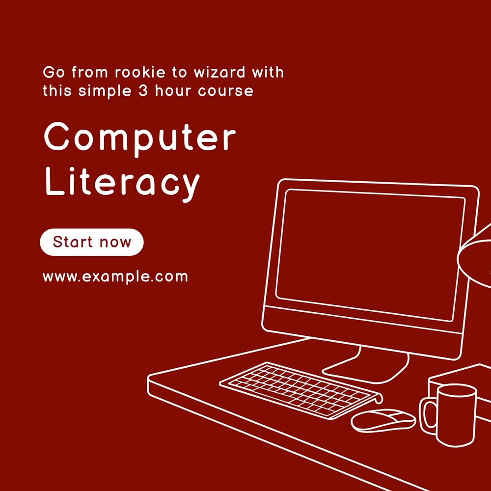 Computer literacy Instagram post template, editable text