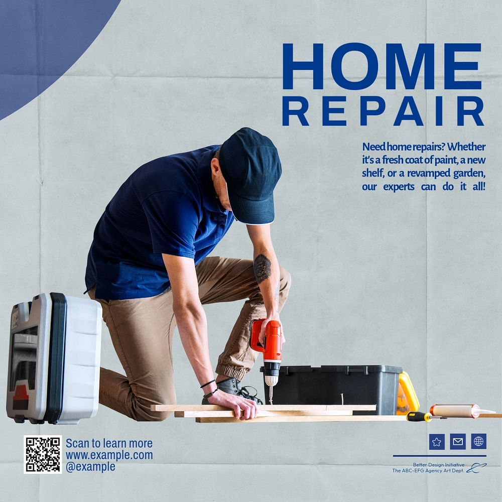 Home repair Instagram post template, editable text