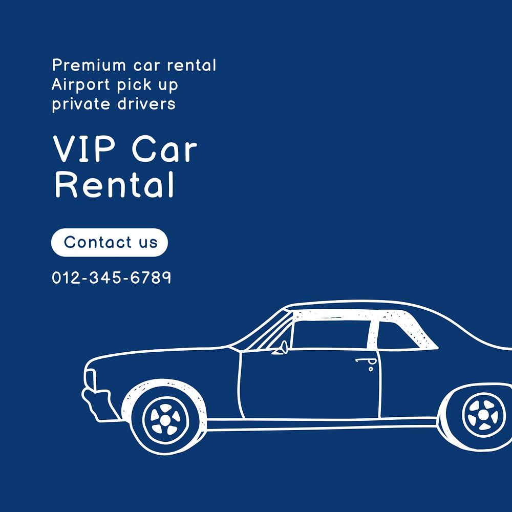 CIP car rental Instagram post template, editable text