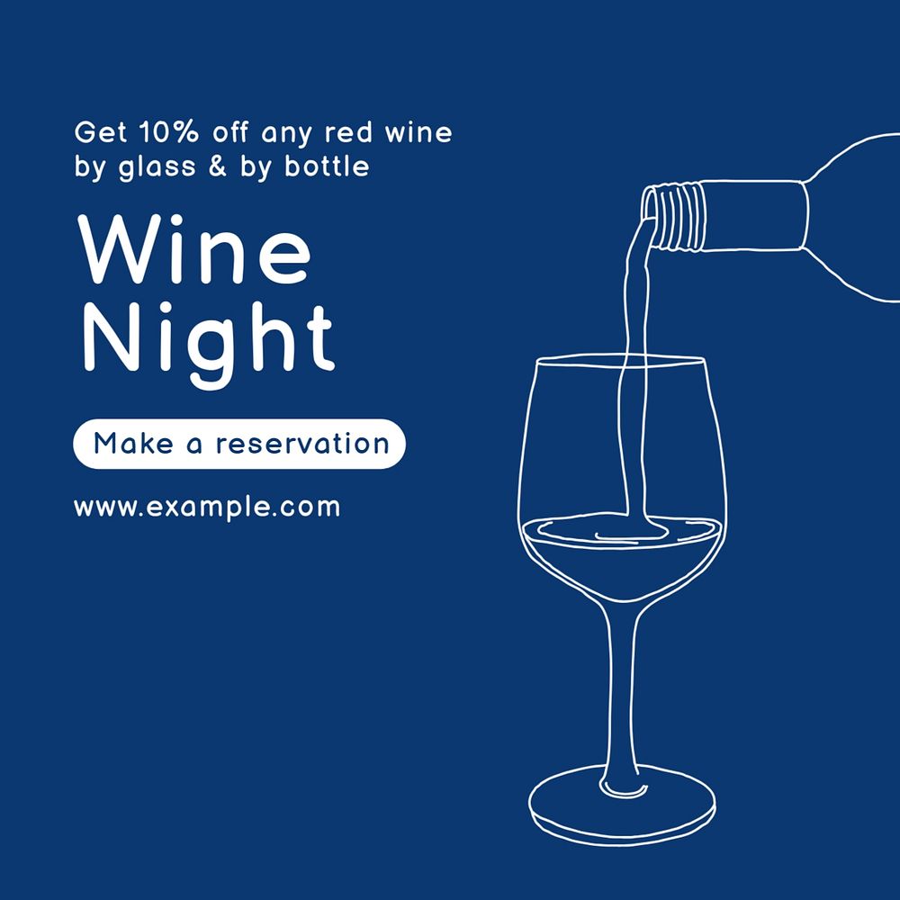 Wine night Instagram post template, editable text