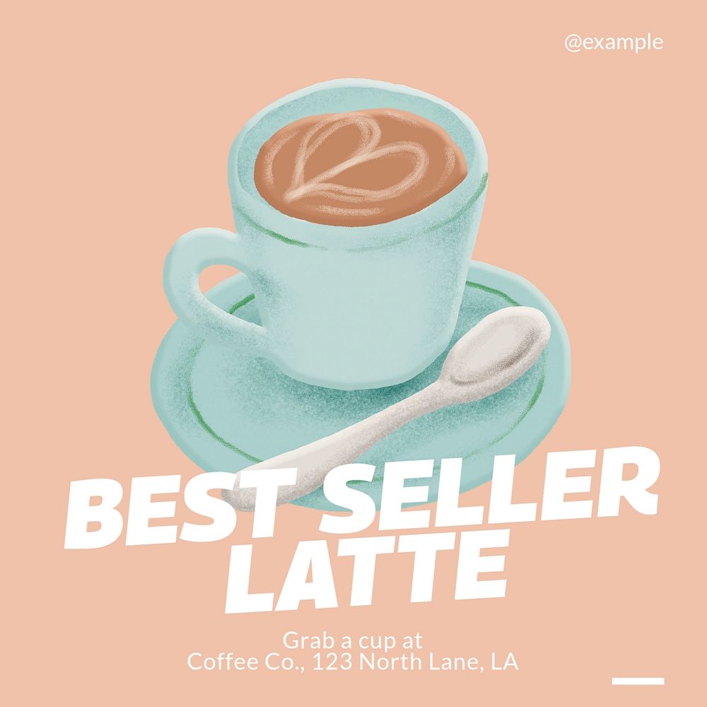 Cafe best seller post template, editable social media design