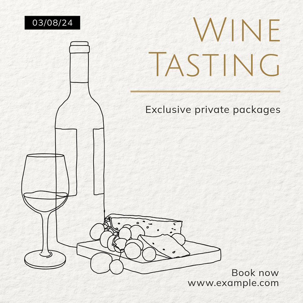 Wine tasting Instagram post template, editable text