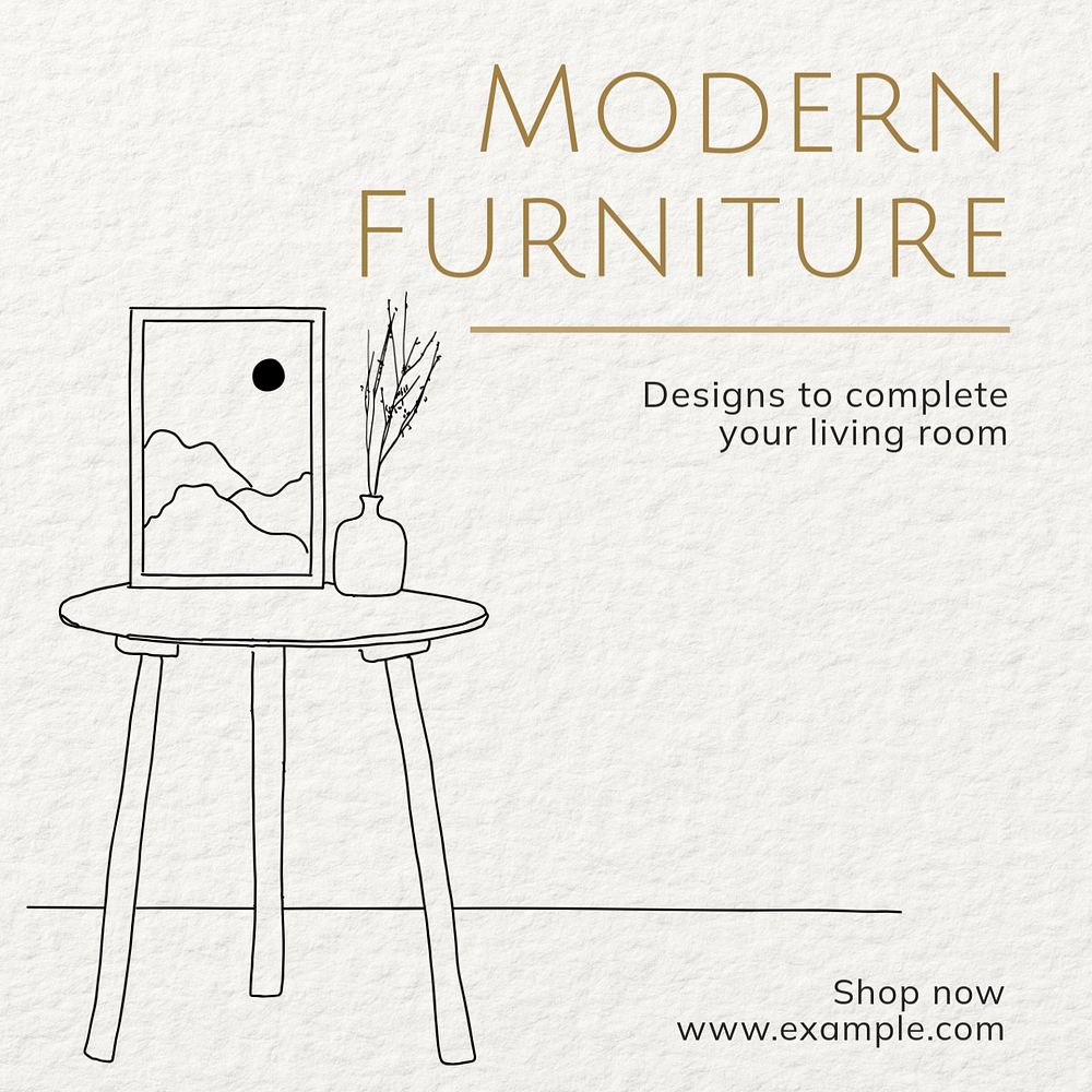 Modern furniture Instagram post template, editable text