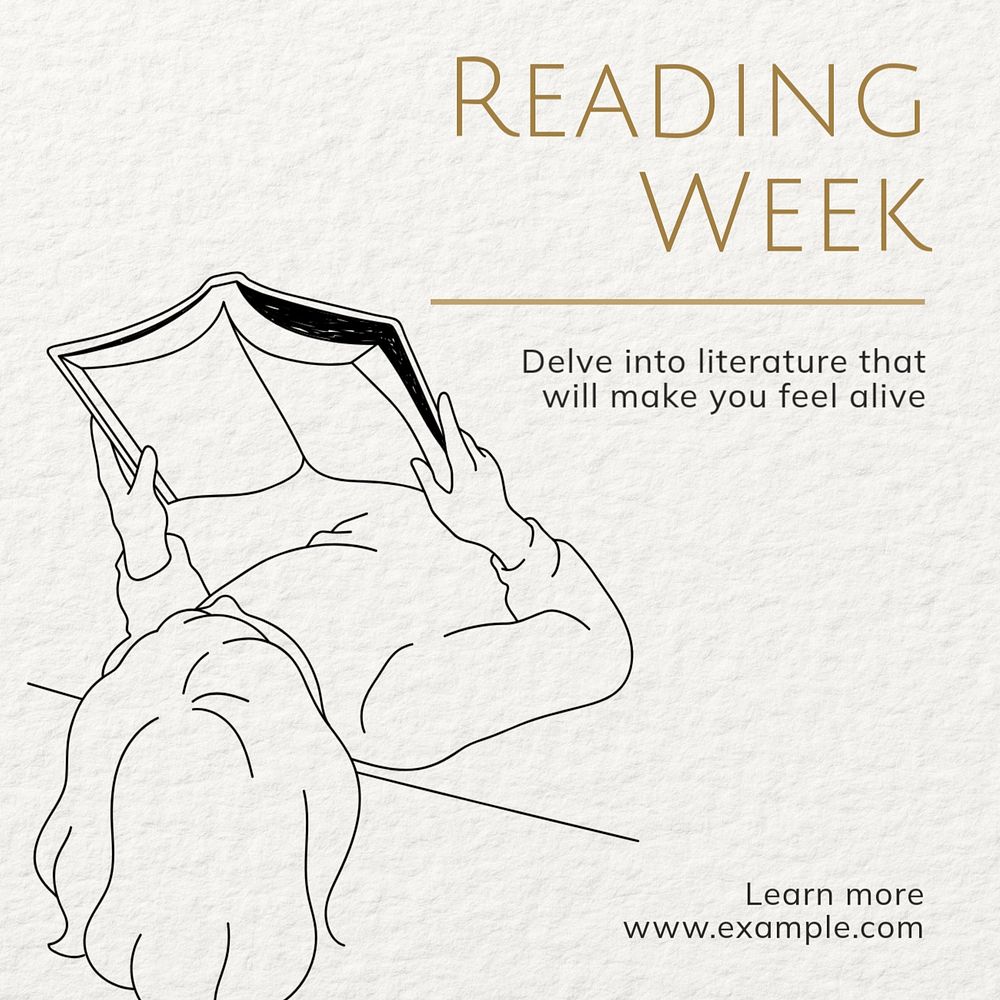 Reading week Instagram post template, editable text