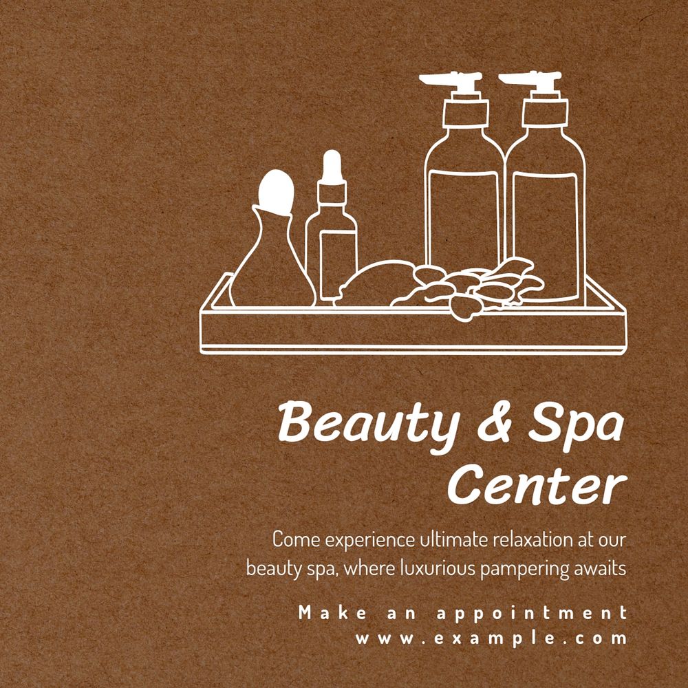 Beauty & spa center Instagram post template, editable text