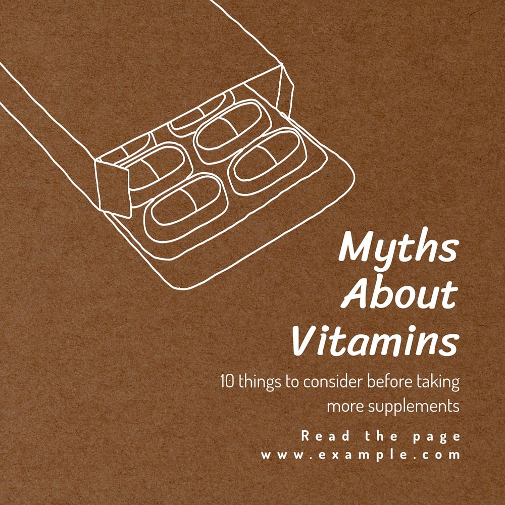 Vitamin myths Instagram post template, editable text