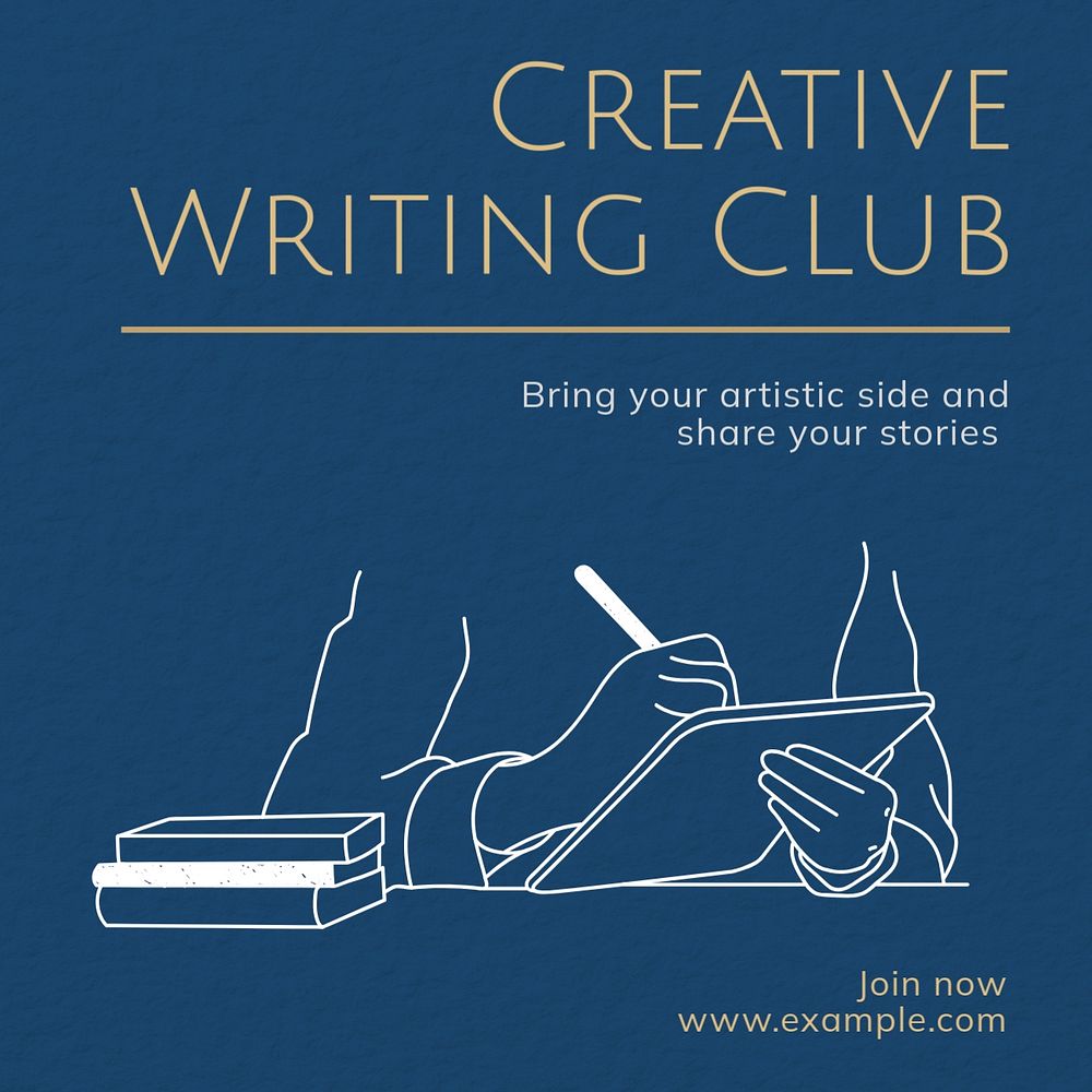 Creative writing club Instagram post template, editable text