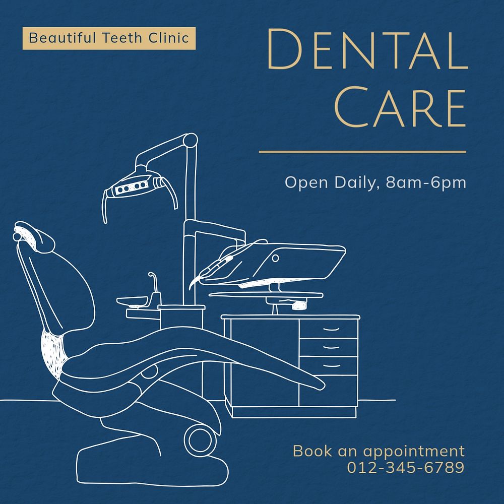 Dental care Instagram post template, editable text