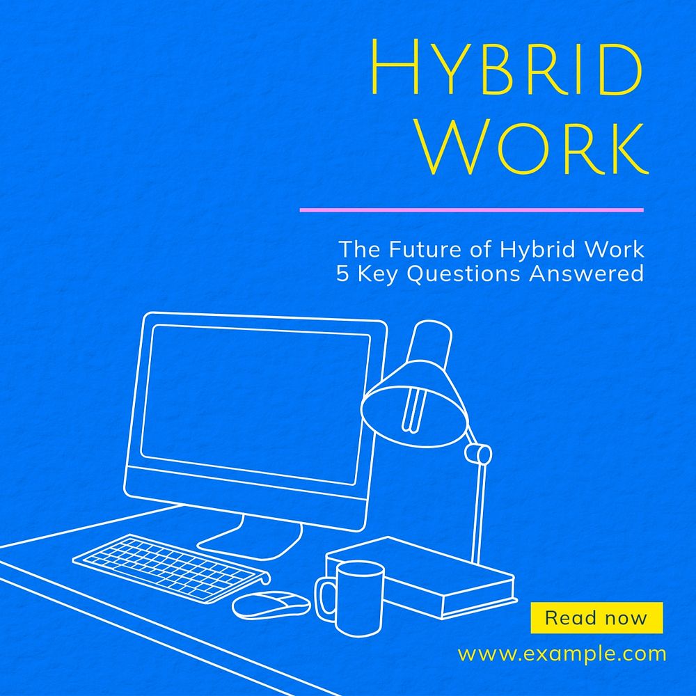 Hybrid work Instagram post template, editable text