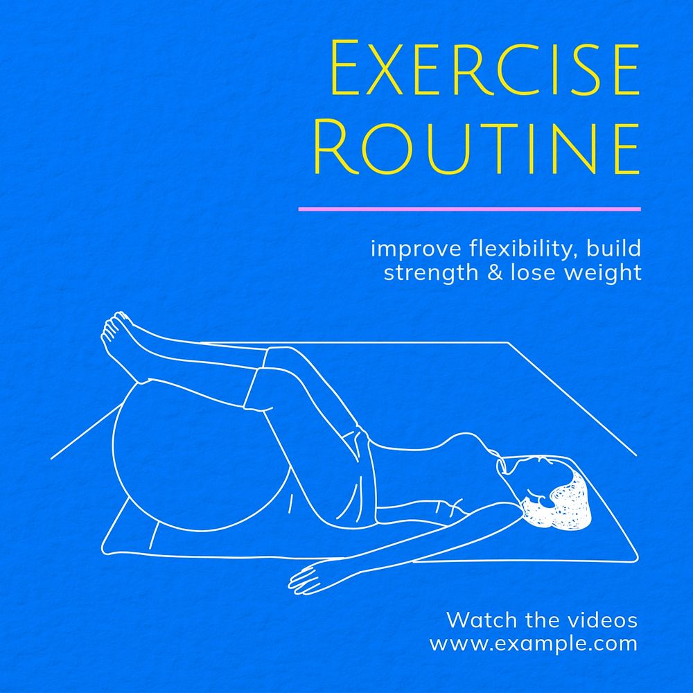 Exercise routine Instagram post template, editable text