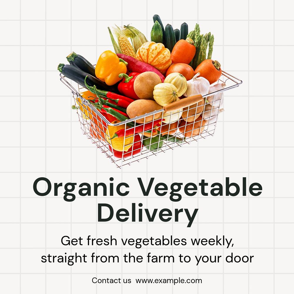 Organic vegetable delivery Instagram post template, editable text