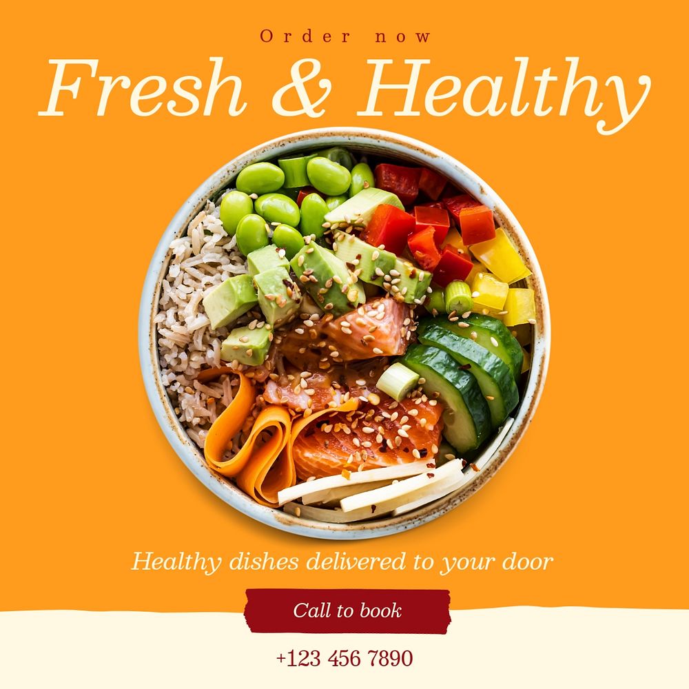 Fresh & healthy food Instagram post template, editable text