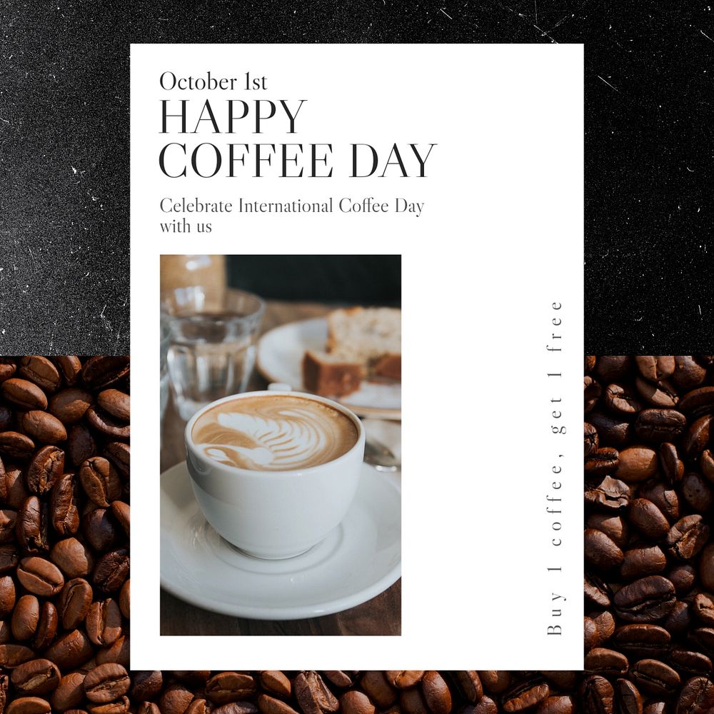 Happy coffee day Instagram post template, editable text