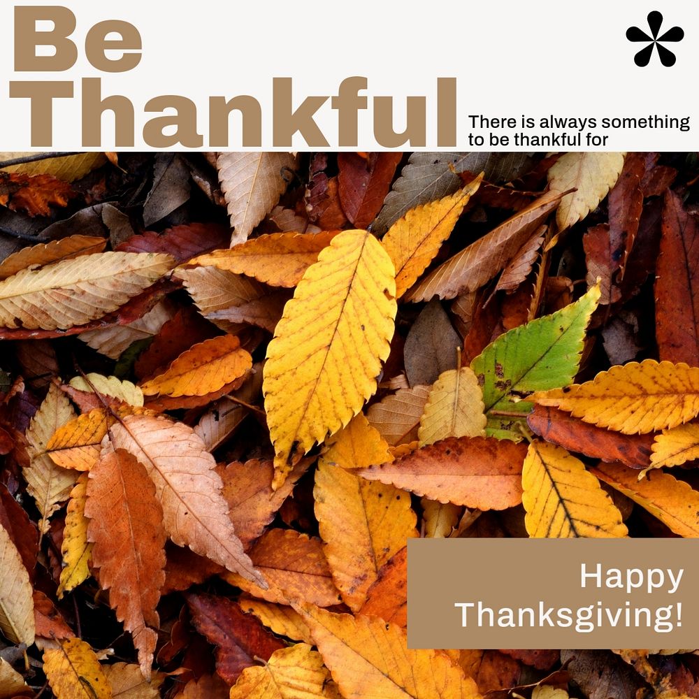 Be thankful, Thanksgiving Instagram post template, editable text