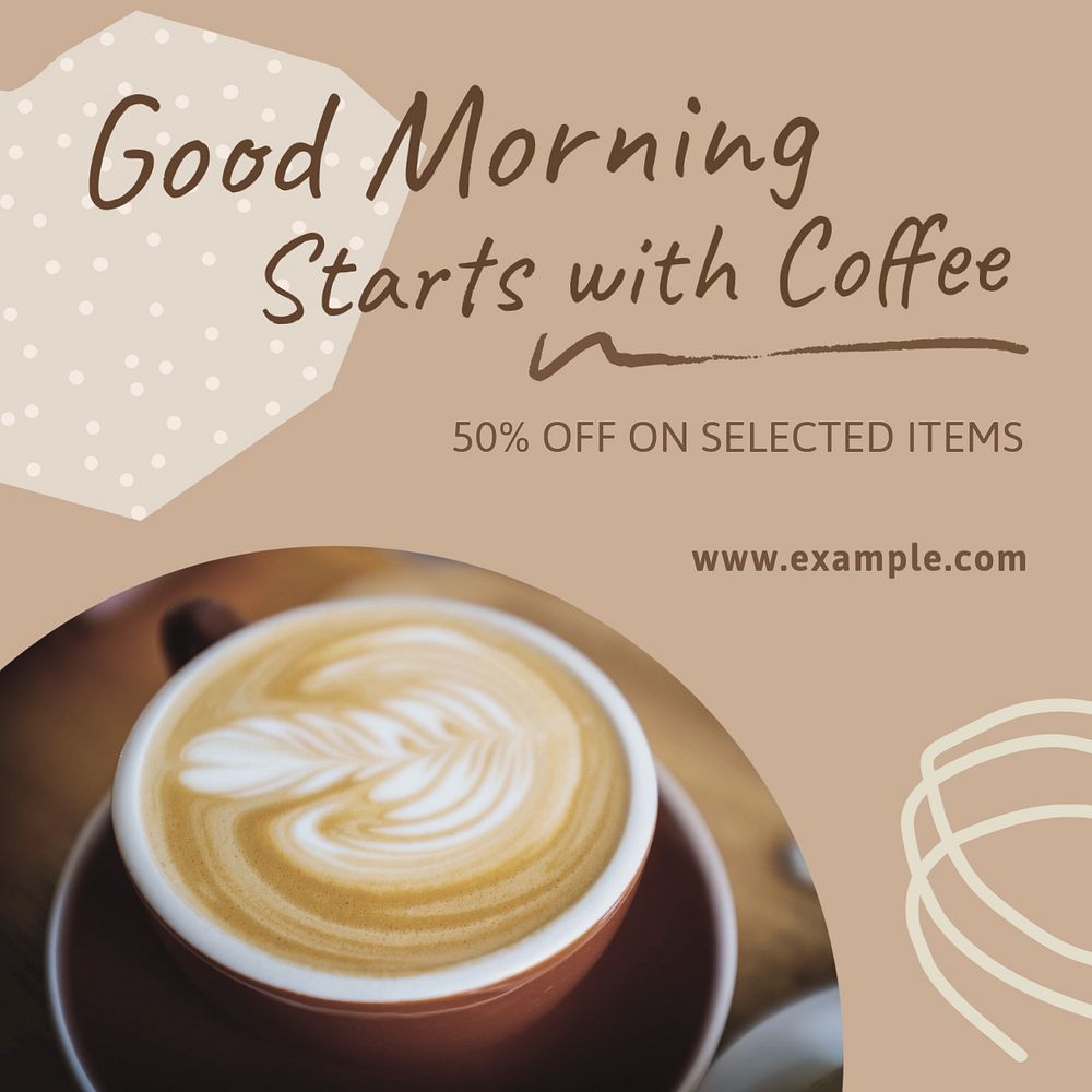 Online coffee store Instagram post template, editable text