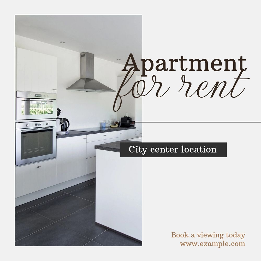 Apartment for rent post template, editable social media design