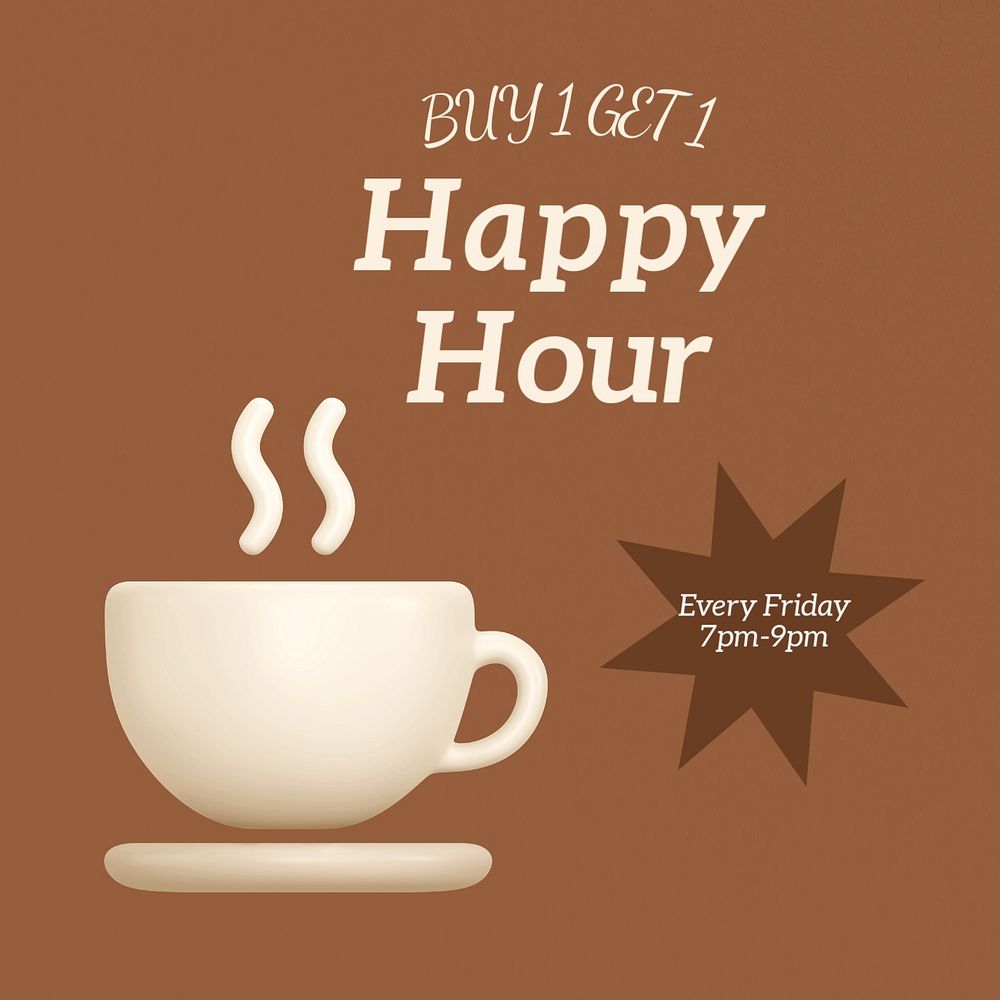 Happy hour Instagram post template, editable text