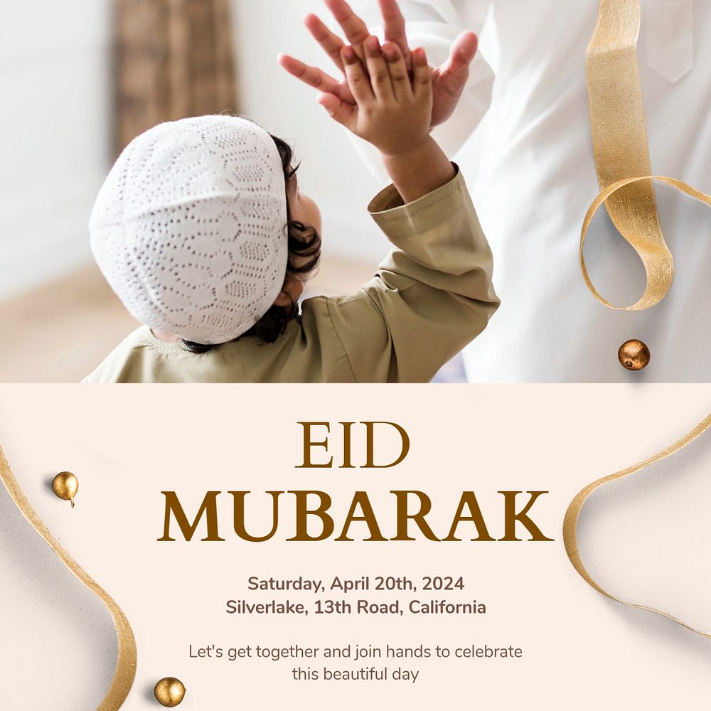 Eid mubarak Facebook post template, editable design