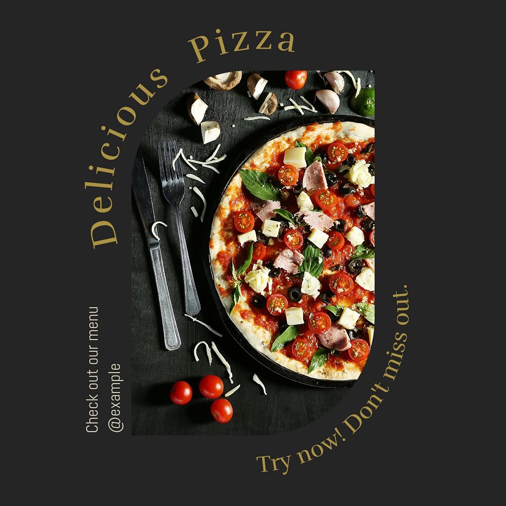 Pizza & restaurant Instagram post template, editable text