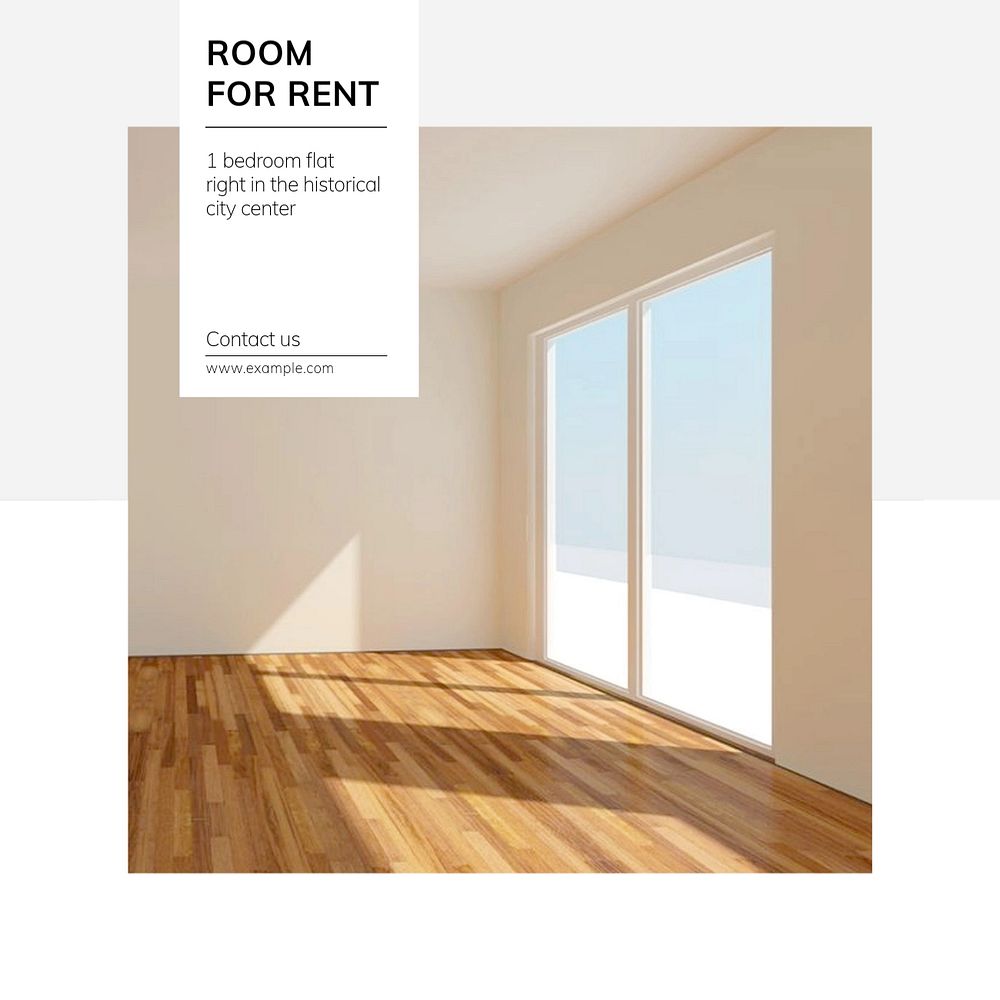 Room for rent post template, editable social media design