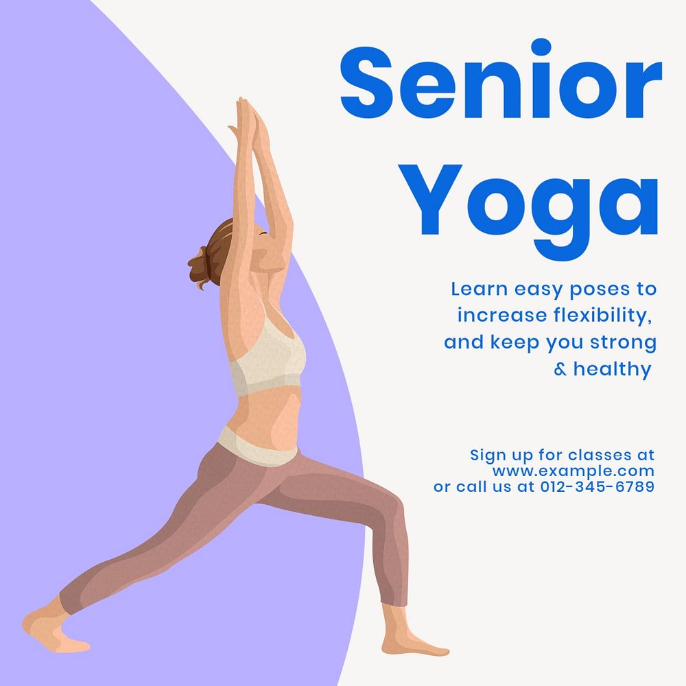 Senior yoga Instagram post template, editable text