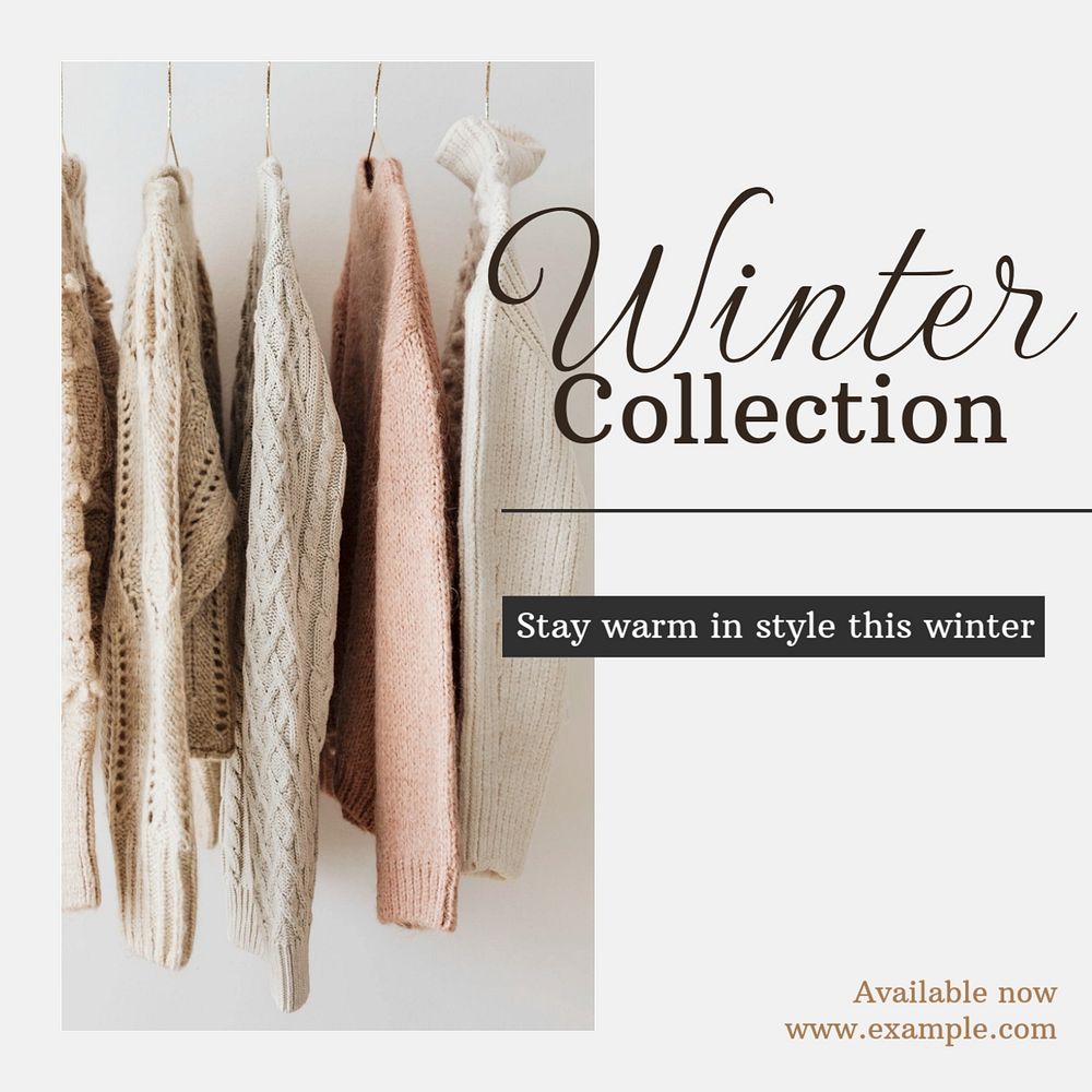 Winter collection Facebook post template, editable design