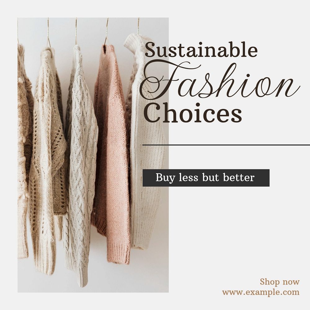 Sustainable fashion Facebook post template, editable design