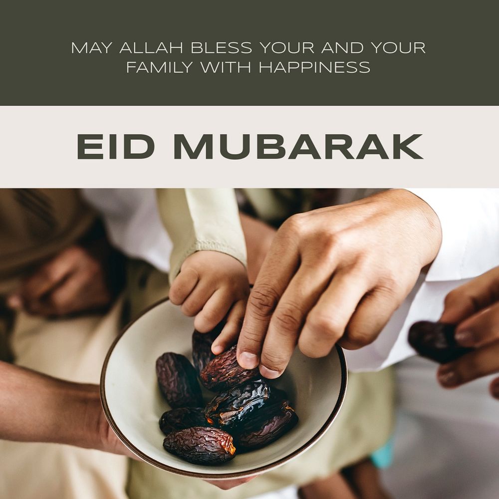 Eid mubarak Instagram post template, editable text