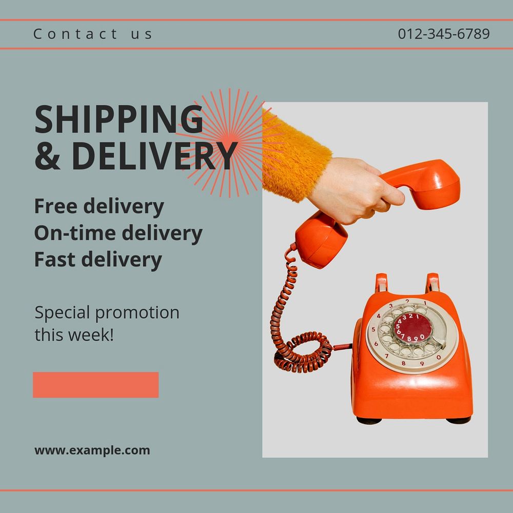 Shipping & delivery Instagram post template, editable text