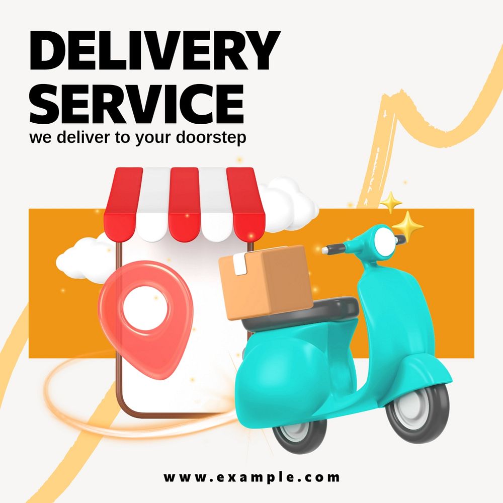 Delivery service Instagram post template, editable text