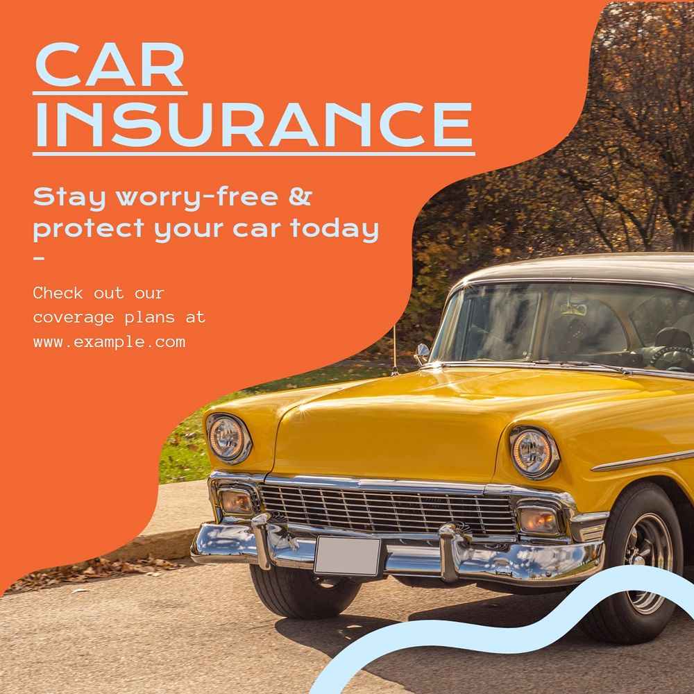 Car insurance Instagram post template, editable text