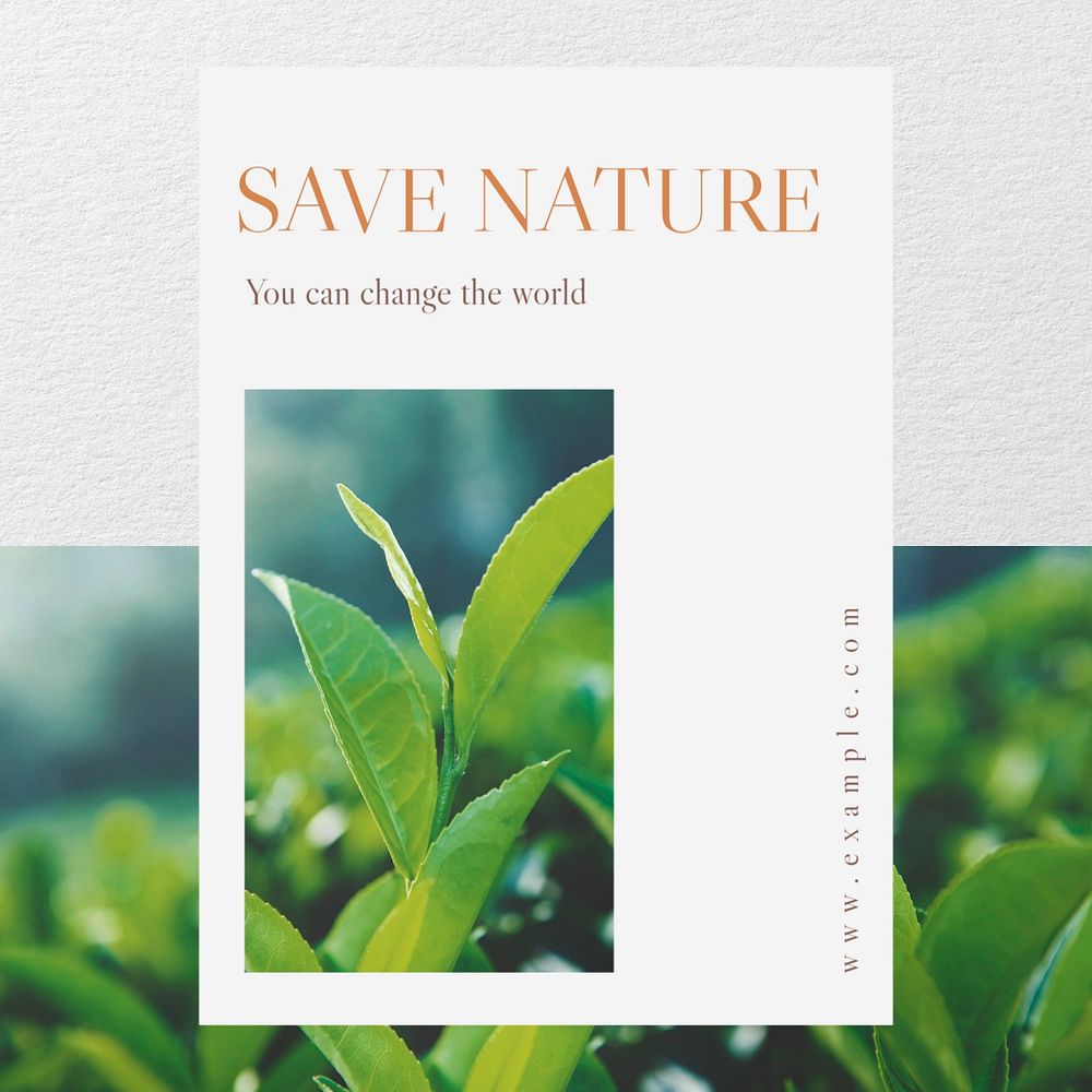 Save nature Instagram post template, editable text