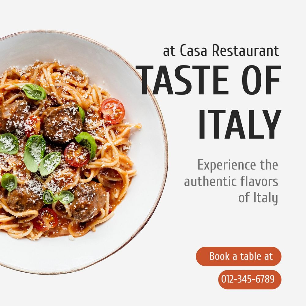 Authentic food taste Instagram post template, editable text