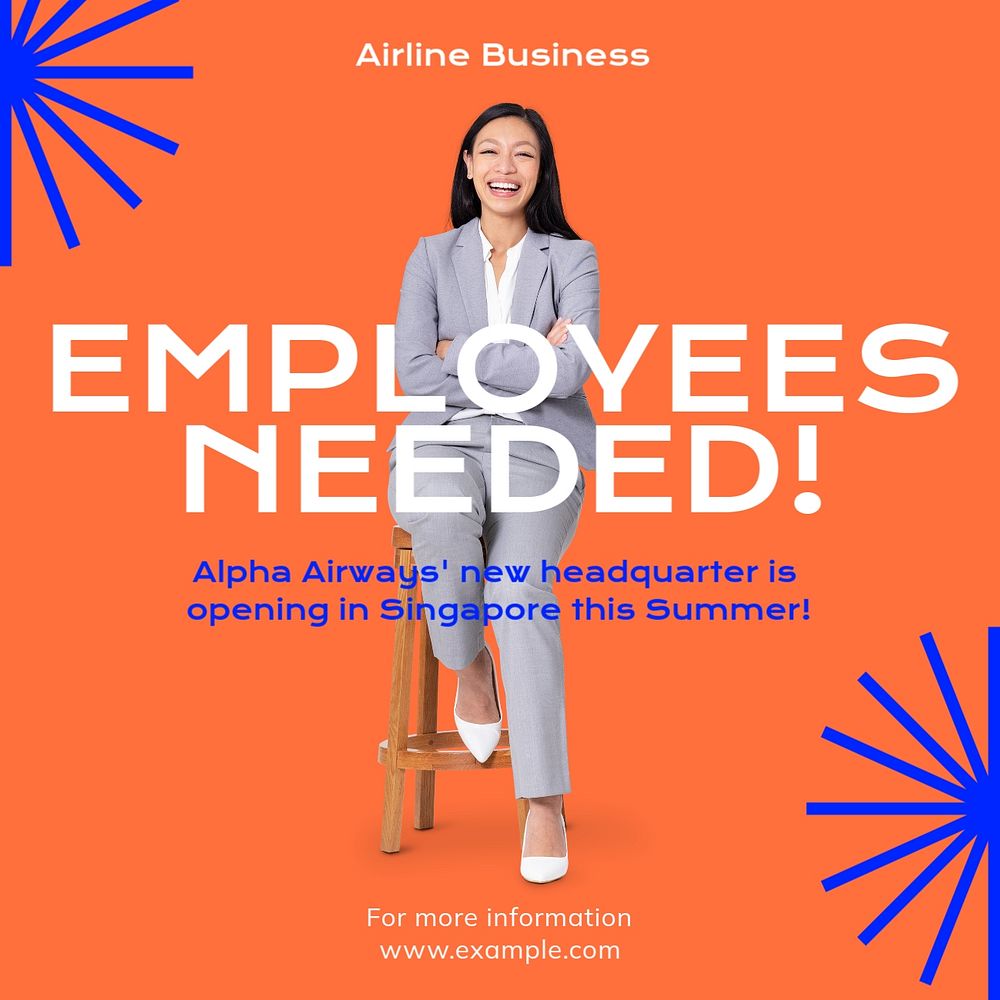 Employees needed Instagram post template, editable text