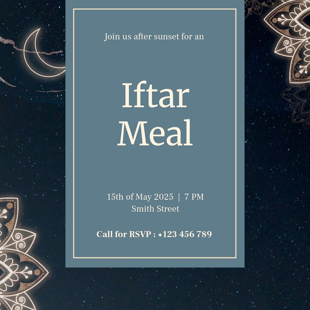 Iftar meal Facebook post template, editable design